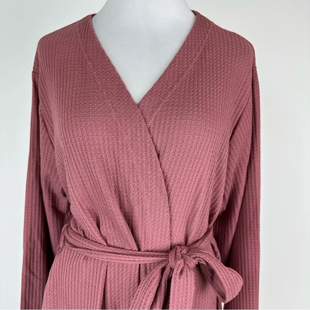 Alexander Del Rossa Mauve Short Waffle Texture Robe Size XL - Picture 2 of 10